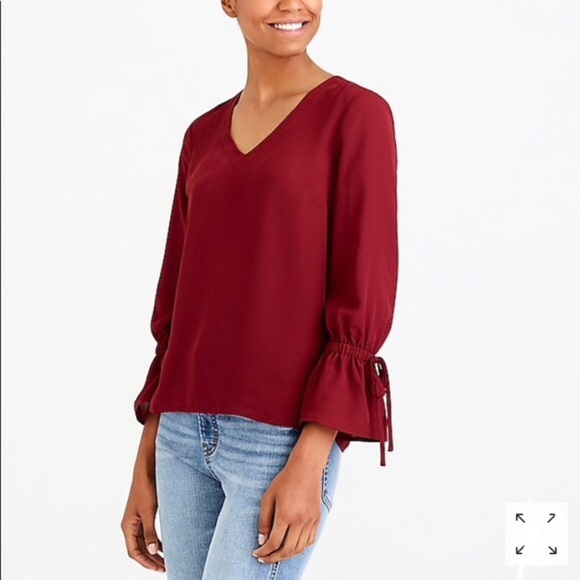 J Crew Factory Bow Sleeve Blouse - Picture 1 of 8